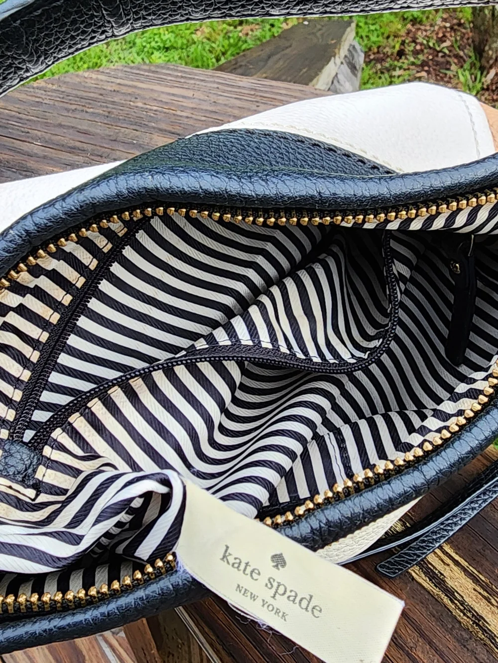 kate spade Black, White & Tan Colorblock Leather Shoulder Bag